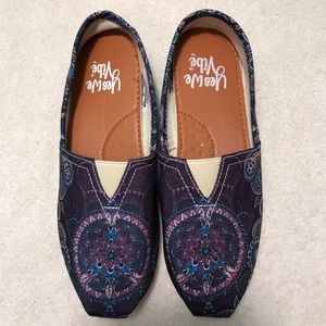 Yes We Vibe Purple Peace and Mandala Slip-ons